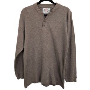 Vintage  Bugle Boy Henley Shirt Med Brown Thermal Waffle‎ Knit 90s Grunge Skater